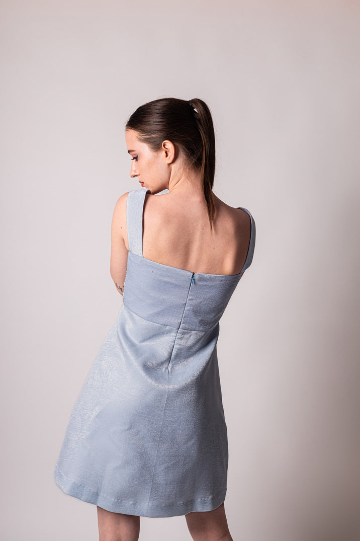 Refreshing Blue A-line Velvet Dress