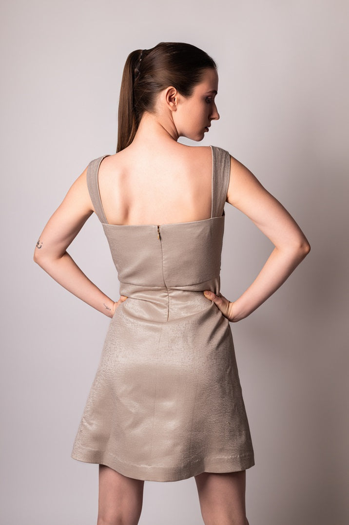 Elegant Taupe A-Line Velvet Dress