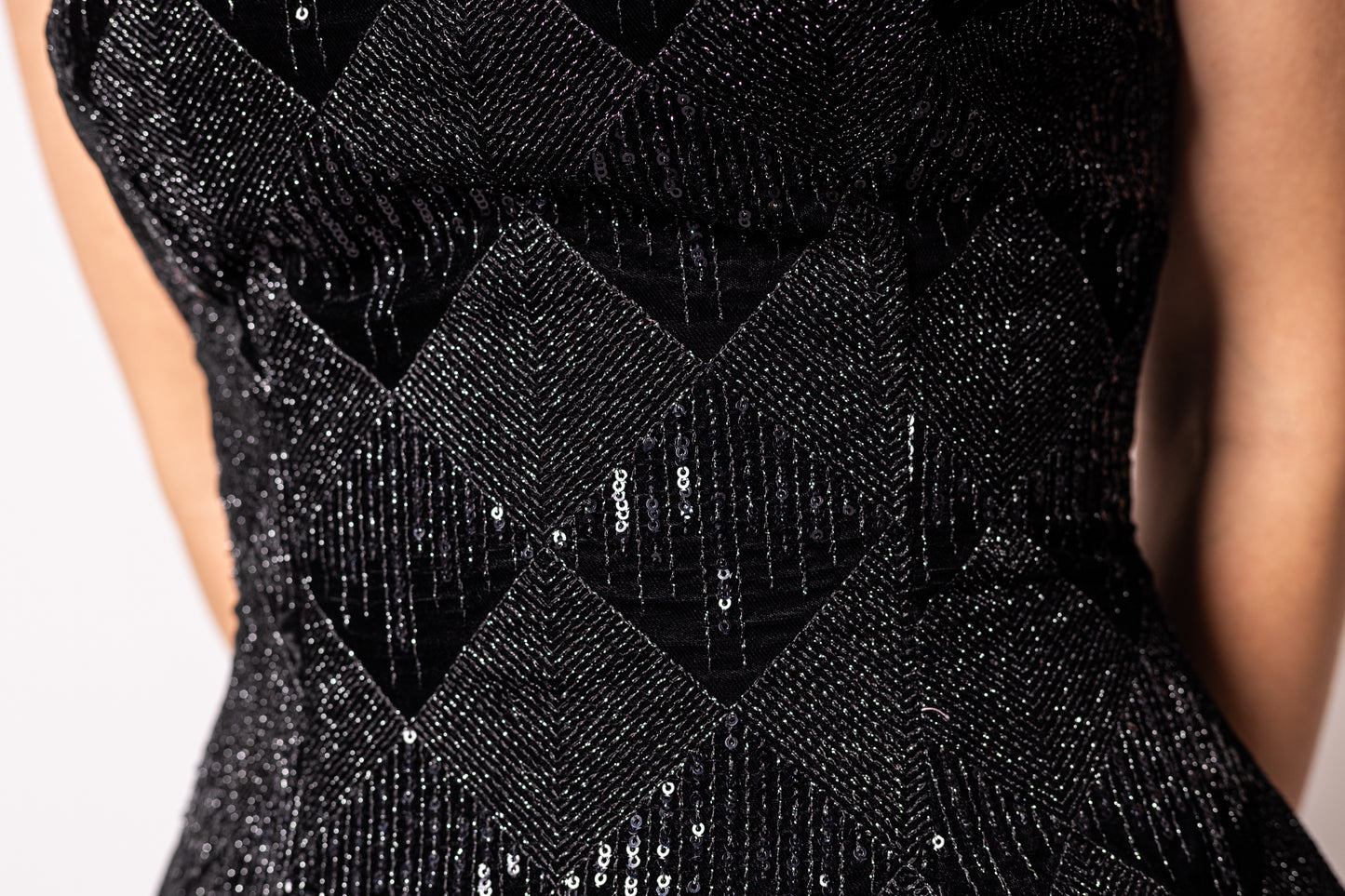 Black Strapless Sequin Cocktail Dress
