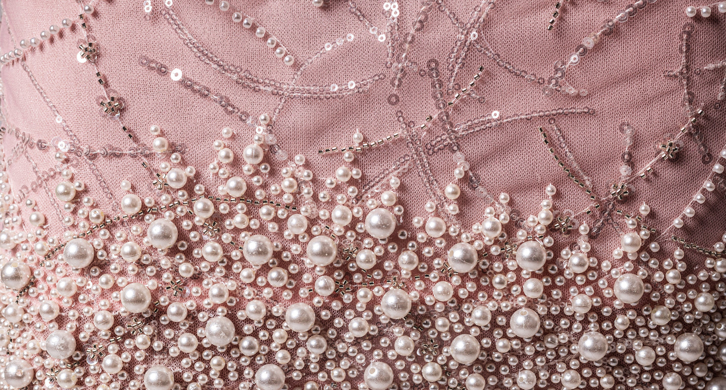 Blush Pink Embellished Party Dress