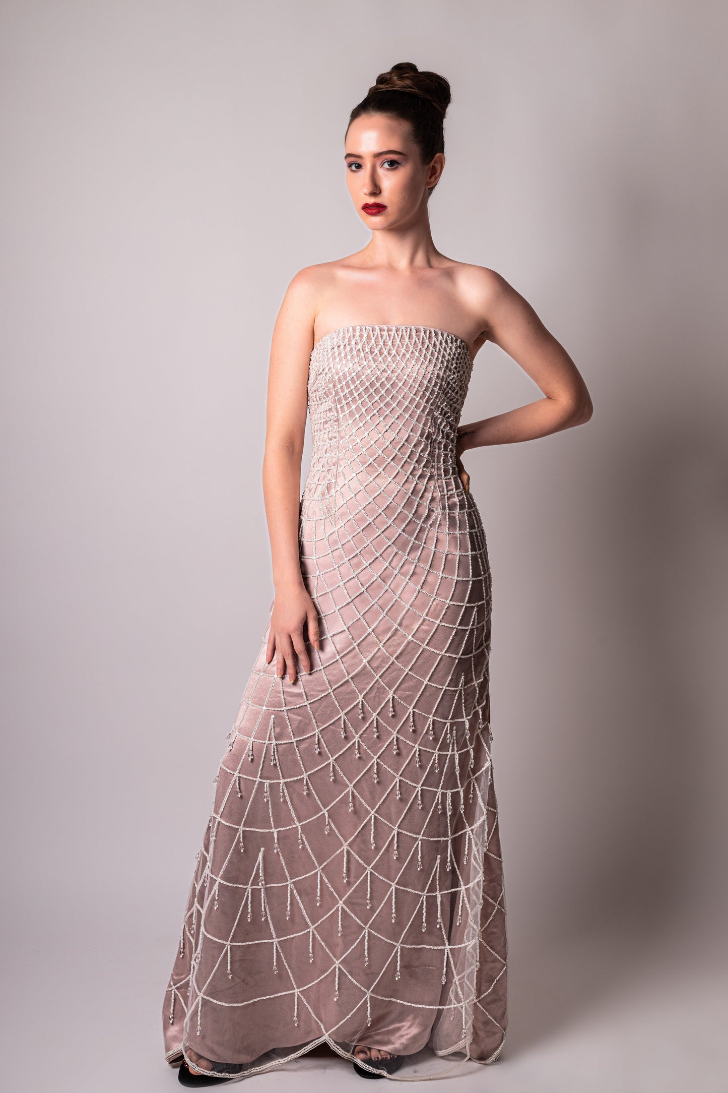 Elegant Blush Embellished Dress