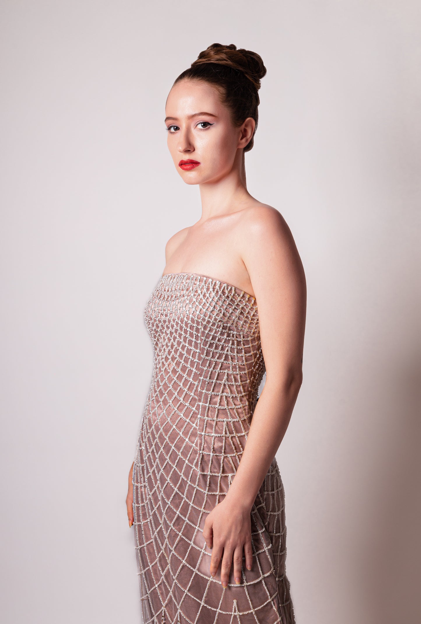 Elegant Blush Embellished Dress