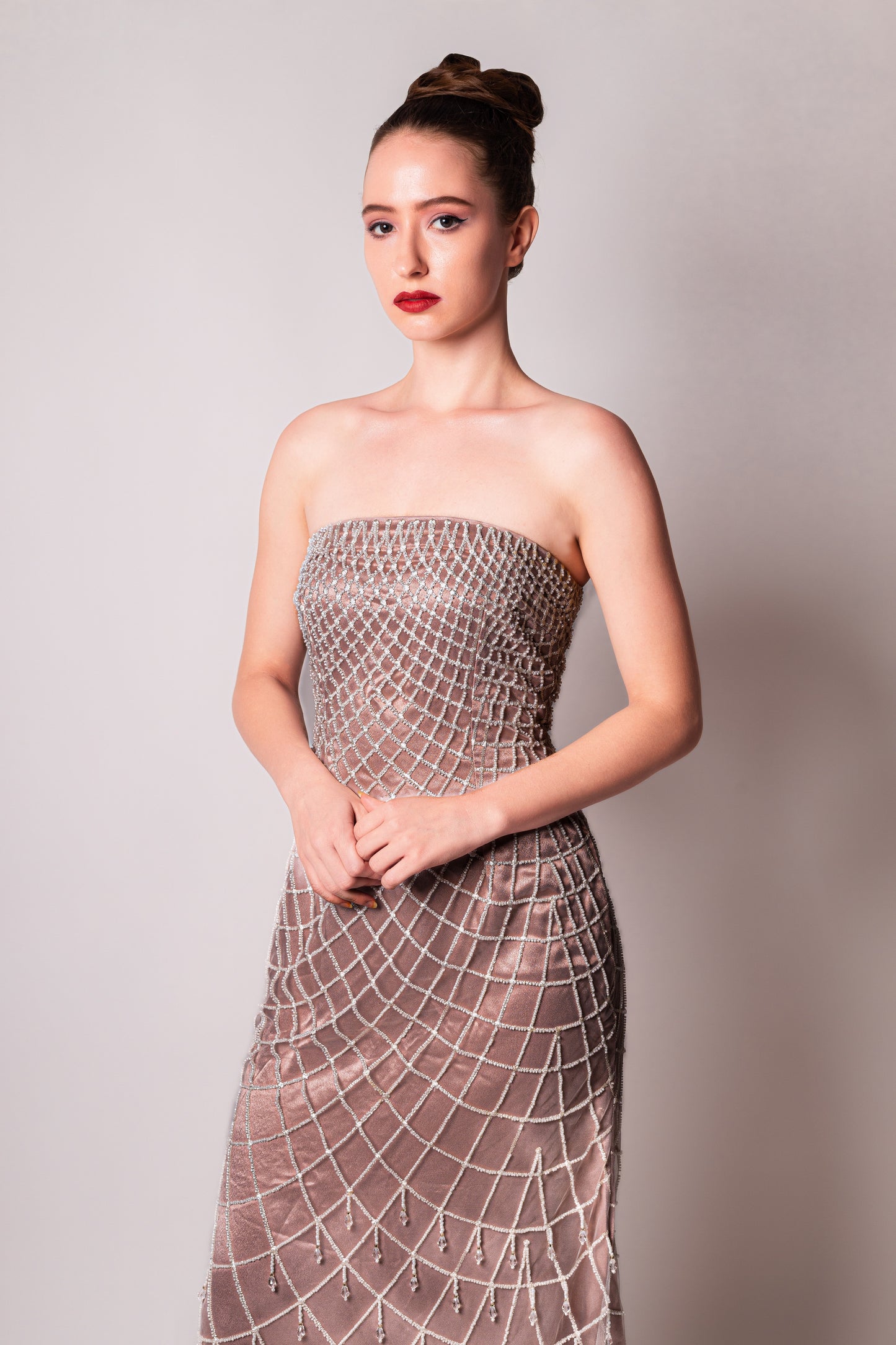 Elegant Blush Embellished Dress