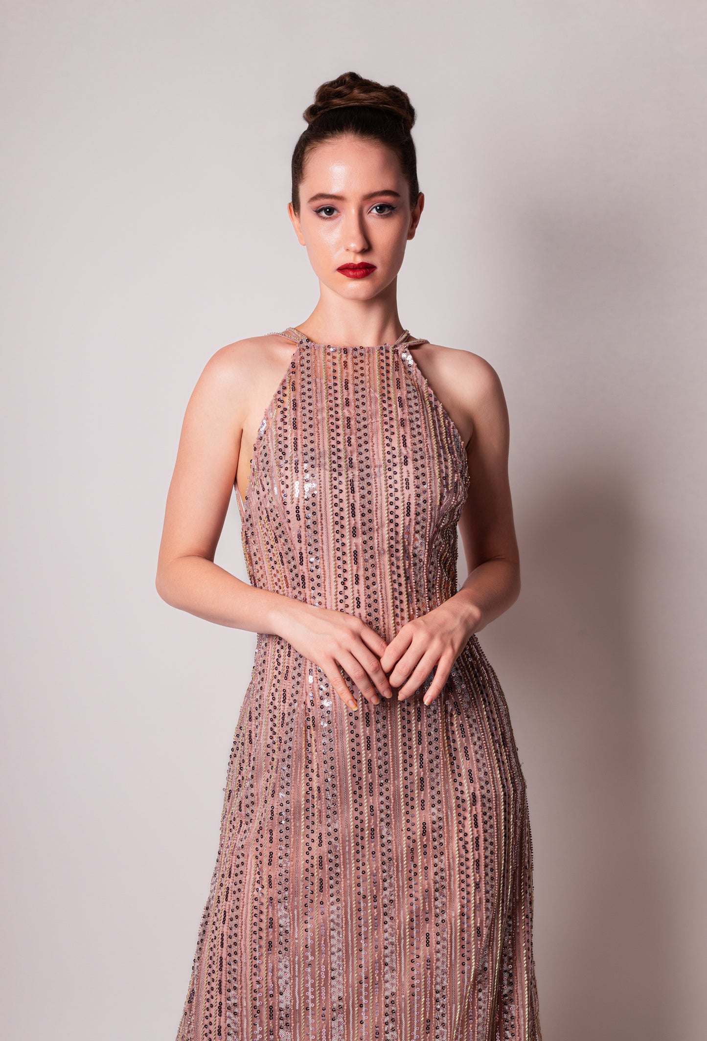 Stunning Sequined Halter Maxi Dress