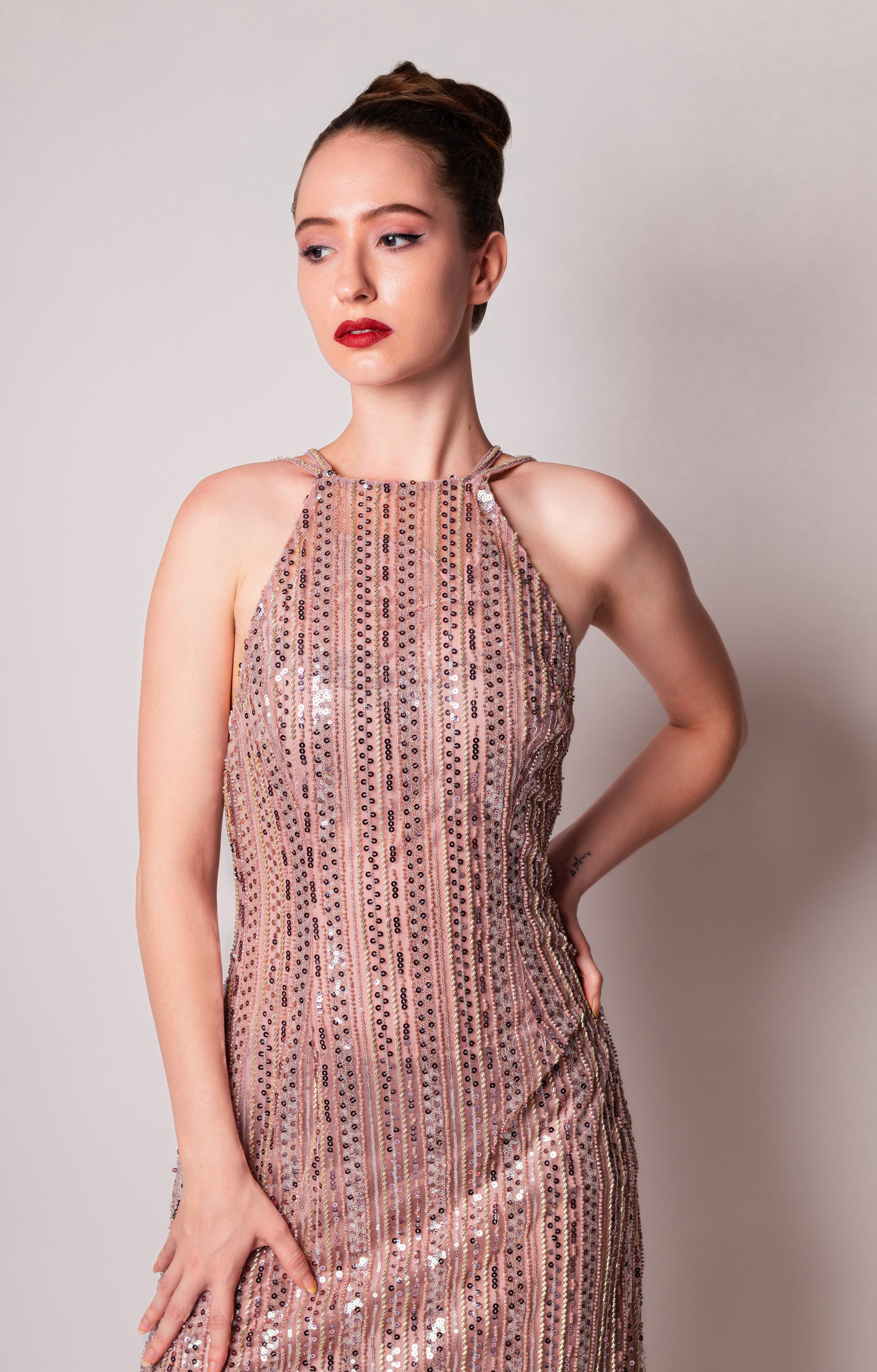 Stunning Sequined Halter Maxi Dress