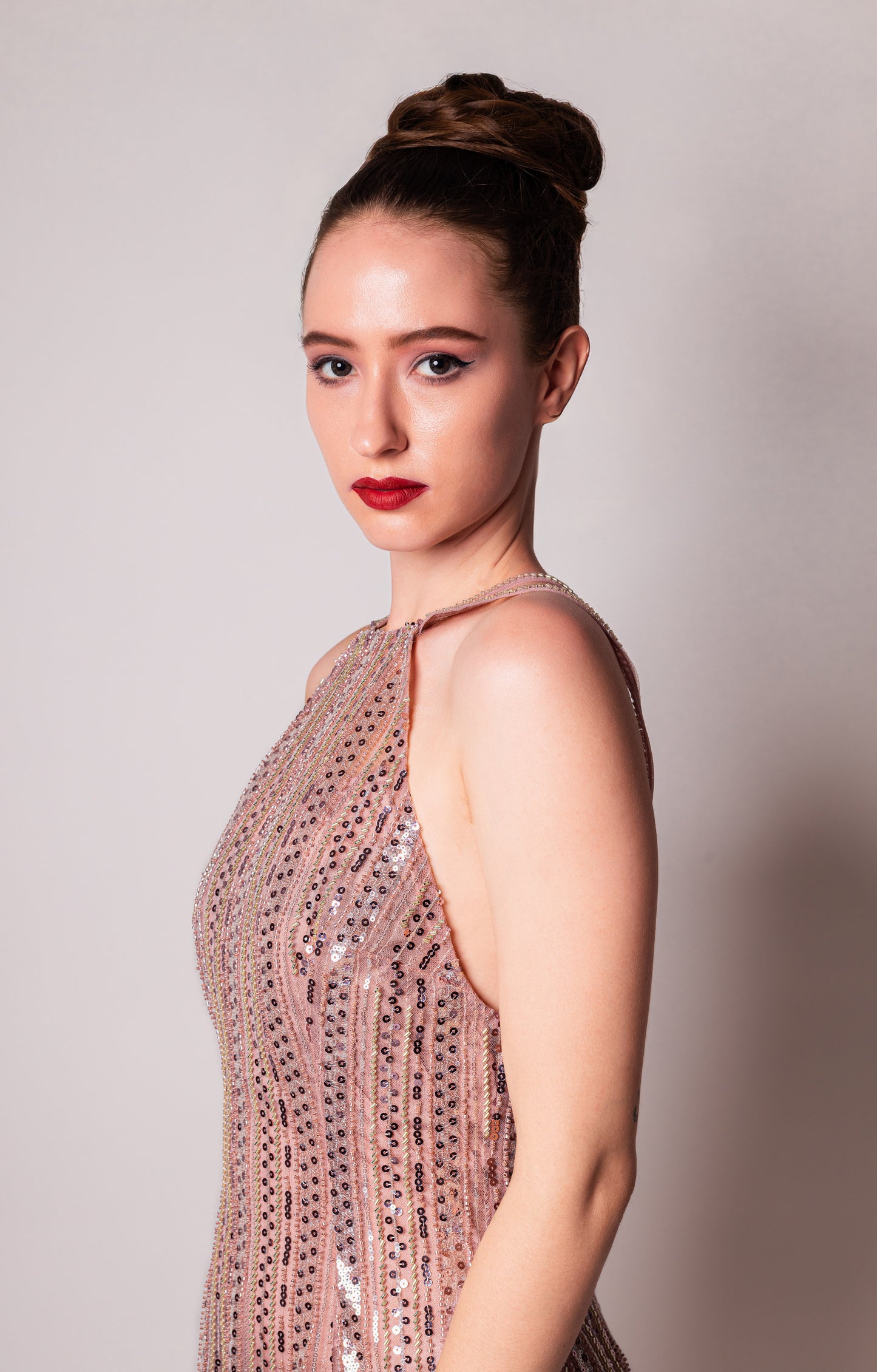 Stunning Sequined Halter Maxi Dress