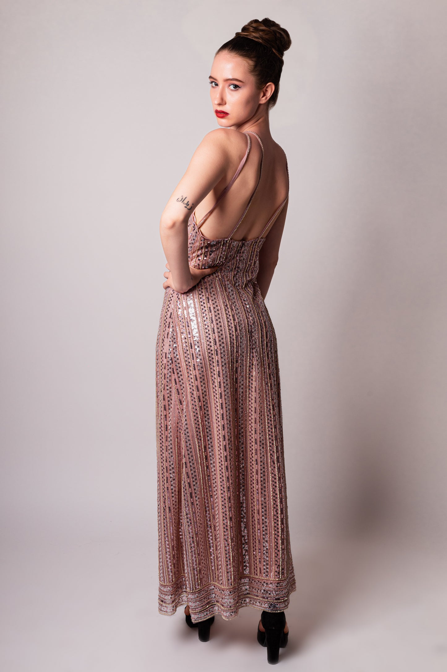 Stunning Sequined Halter Maxi Dress