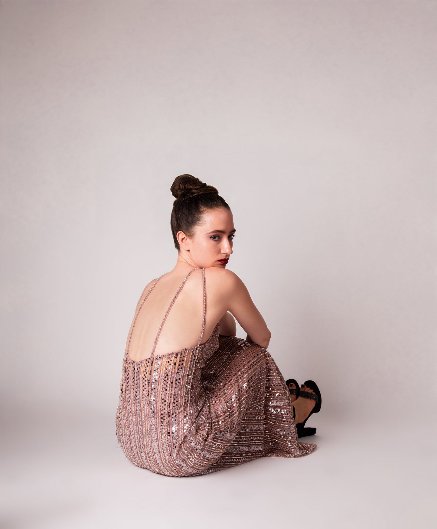 Stunning Sequined Halter Maxi Dress