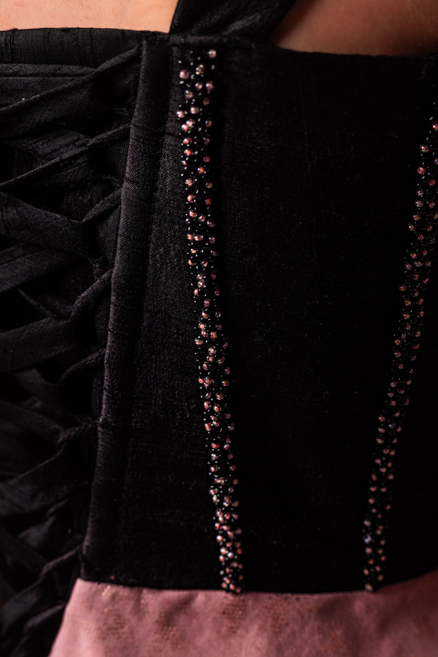 Timeless Elegance - Black & Coral Pink Corset Gown
