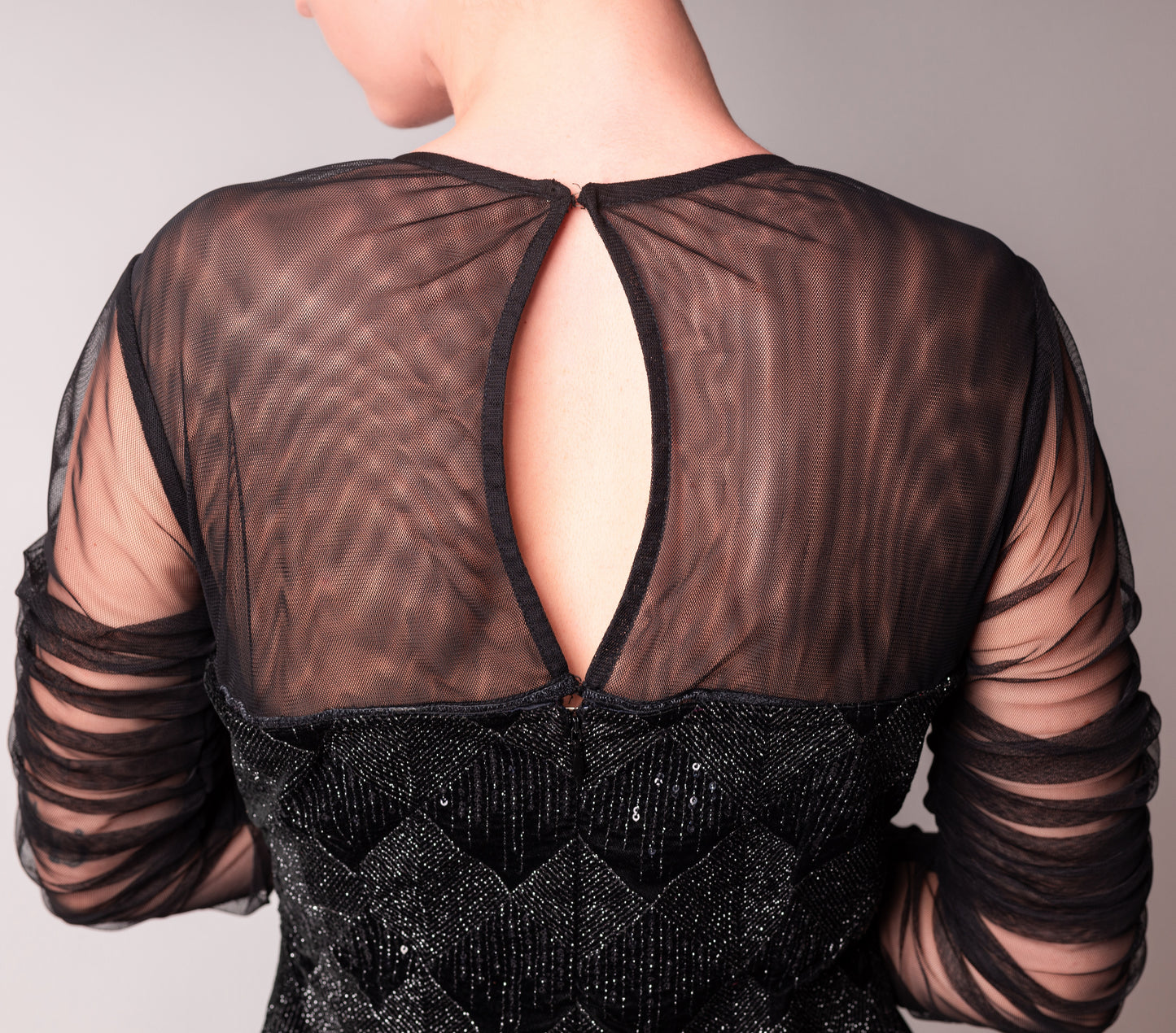 Black Strapless Sequin Cocktail Dress